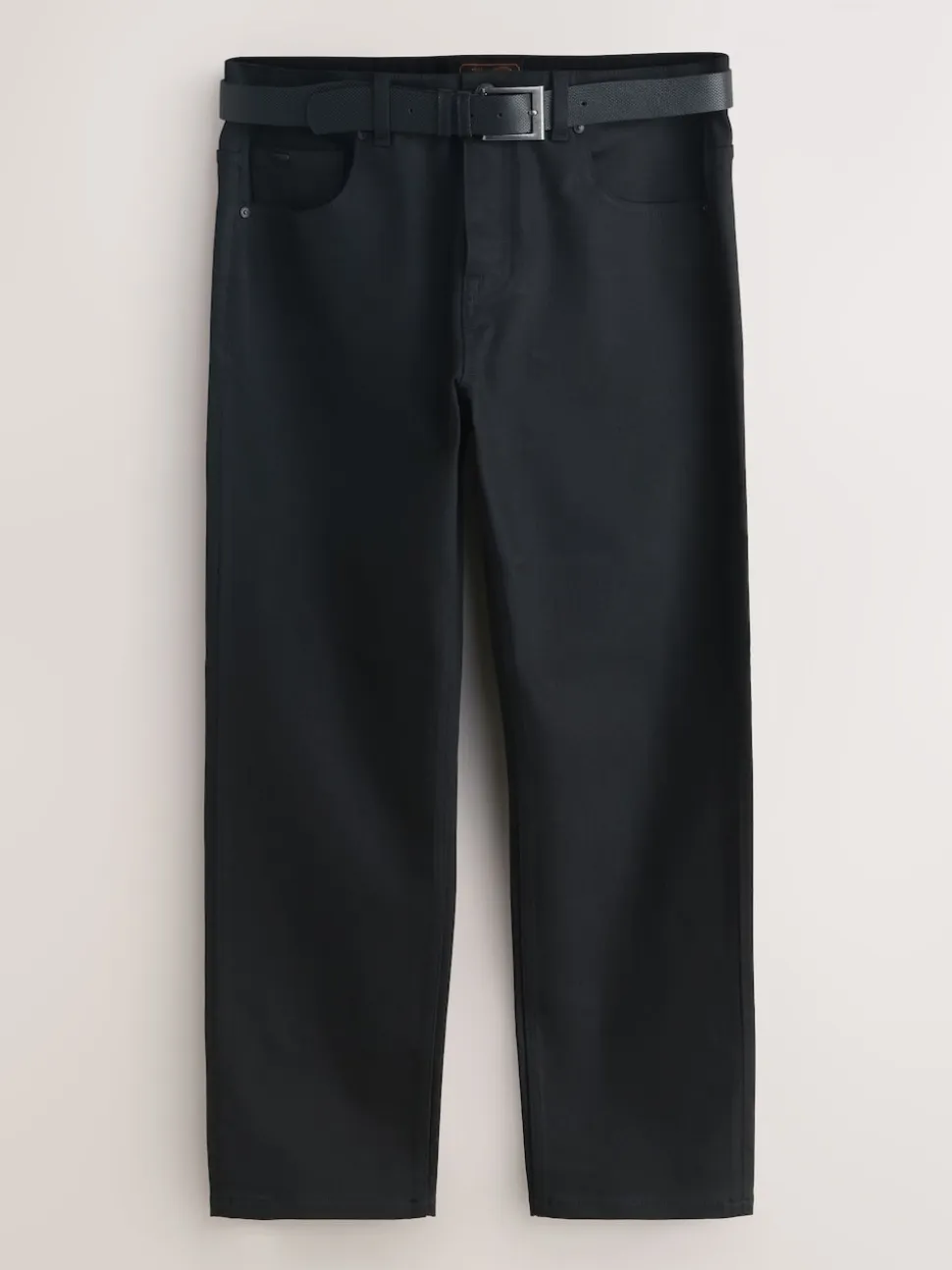 Black Straight Fit Signature Belted Jeans