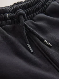 Black Straight Fit Slim Fit Brushback Heavyweight Cargo Joggers