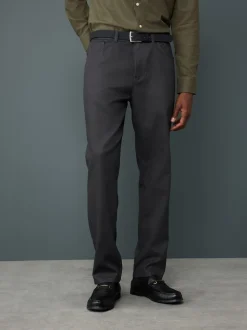Black Straight Fit Smart Brushed Cotton TENCEL™ Lyocell Blend Chinos With Belt