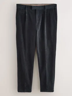 Black Straight Fit Smart Cotton Rich Cord Trousers