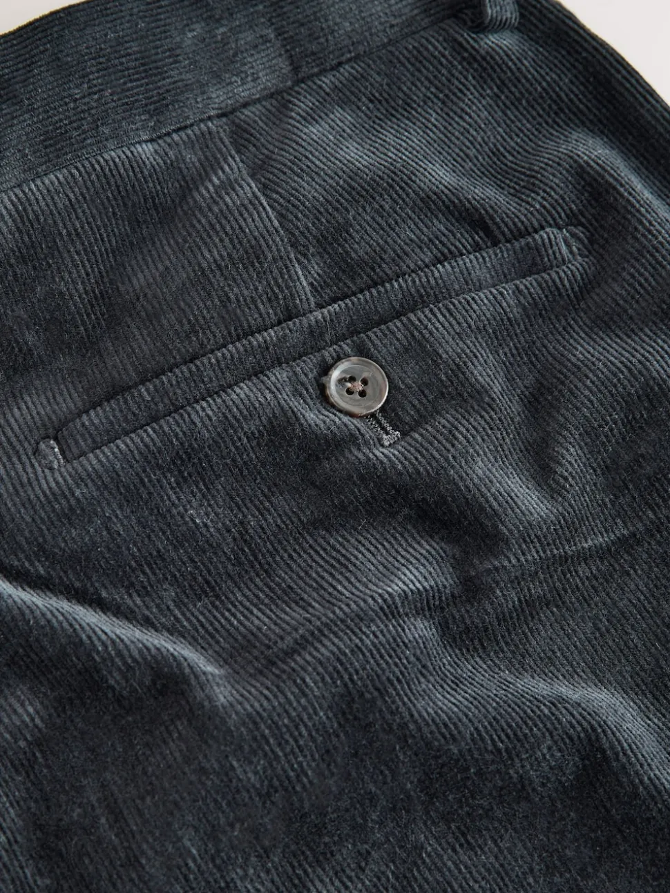 Black Straight Fit Smart Cotton Rich Cord Trousers