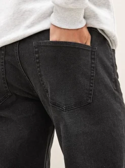 Black Straight Fit Straight Fit Essential Stretch Jeans