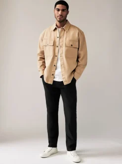 Black Straight Fit Stretch Chinos Trousers