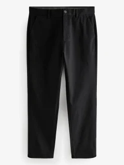 Black Straight Fit Stretch Chinos Trousers