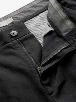Black Straight Fit Stretch Chinos Trousers