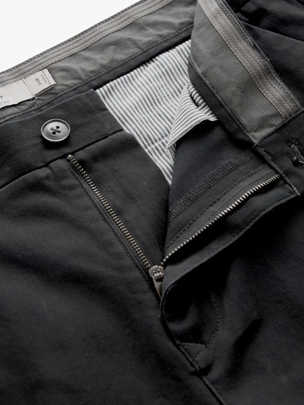 Black Straight Fit Stretch Chinos Trousers