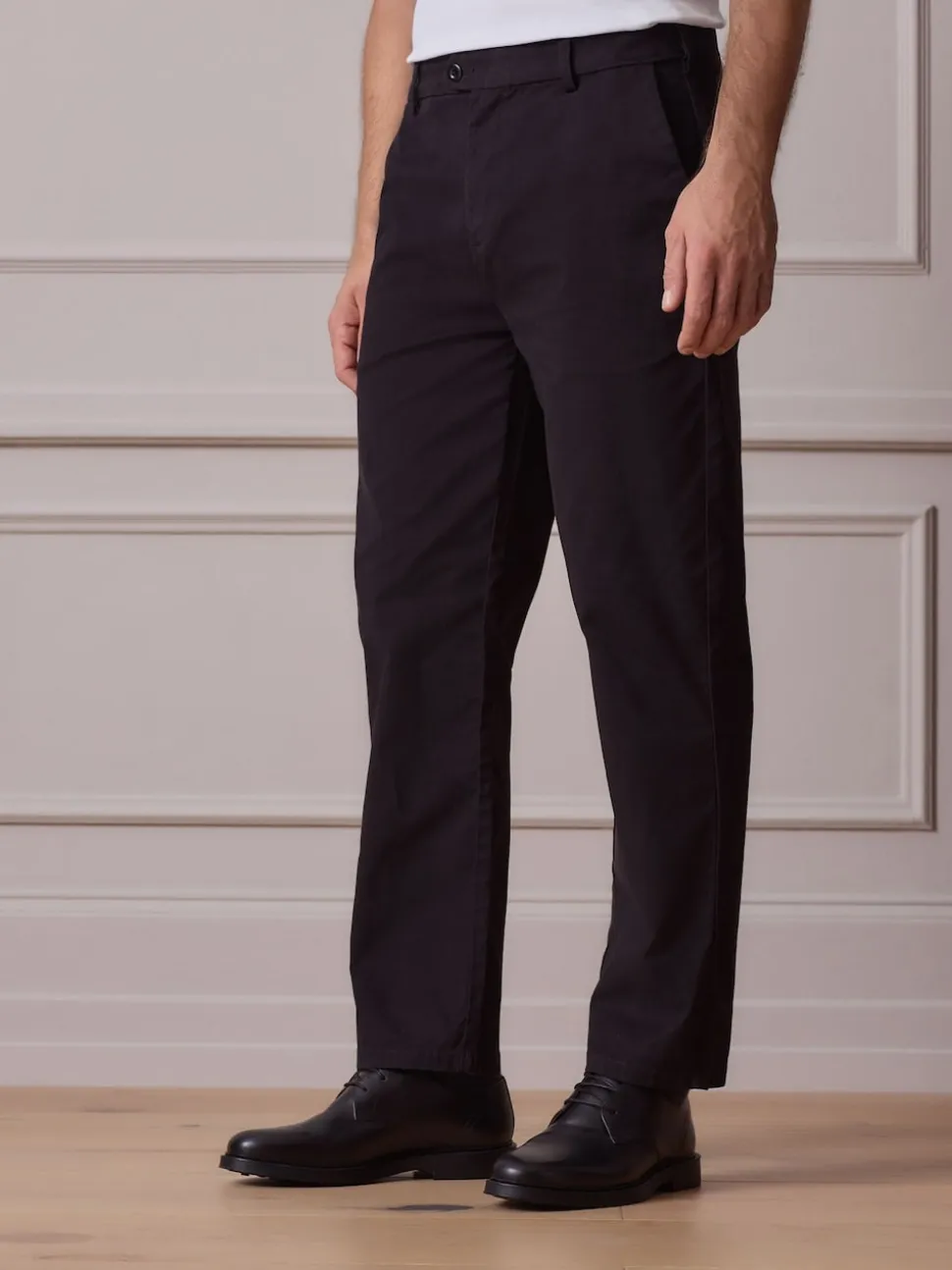 Black Straight Fit Ultimate Chino Trousers