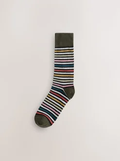 Black Striped 7 Pack Cotton Rich Socks
