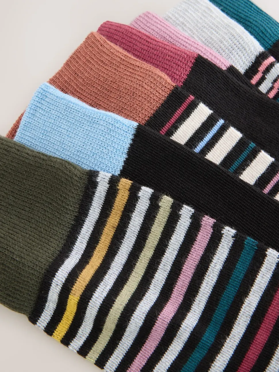 Black Striped 7 Pack Cotton Rich Socks