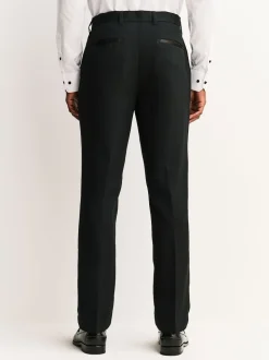 Black Tailored Fit Tape Detail Textured Tuxedo Trousers