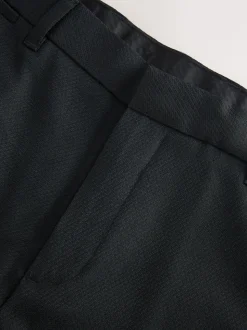 Black Tailored Fit Tape Detail Textured Tuxedo Trousers