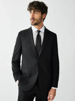Black Tailored Fit Textured Suit Jacket