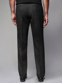 Black Tailored Fit Textured Wool Blend Suit Trousers