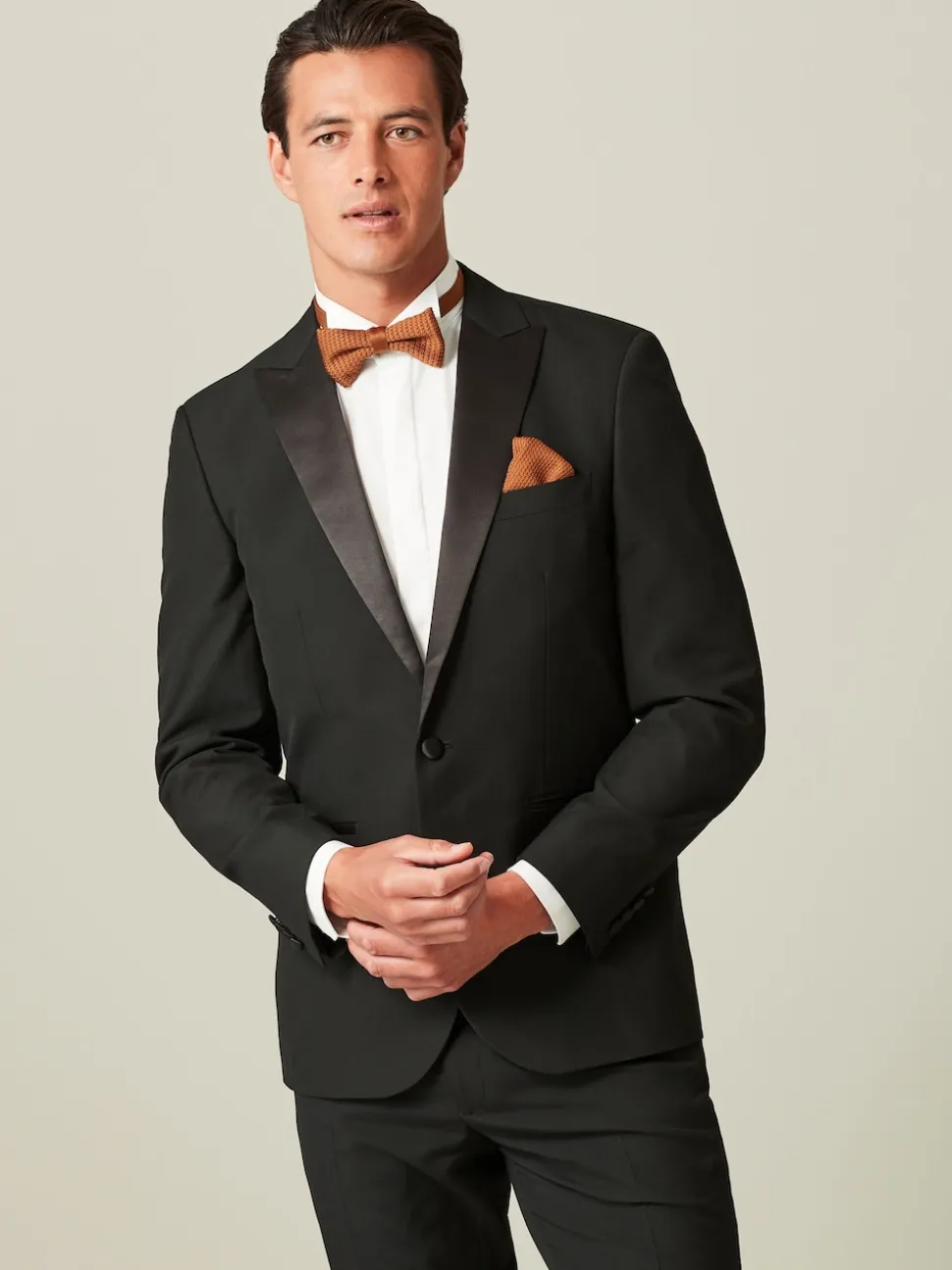 Black Tailored Fit Tuxedo Suit Jacket