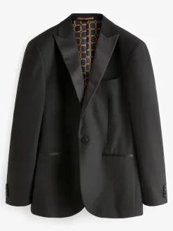 Black Tailored Fit Tuxedo Suit Jacket