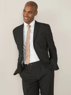 Black Tailored Fit Two Button Suit Jacket