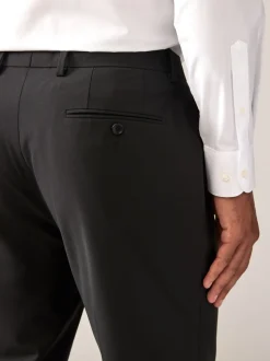 Black Tailored Fit Wool Blend Motionflex Suit Trousers