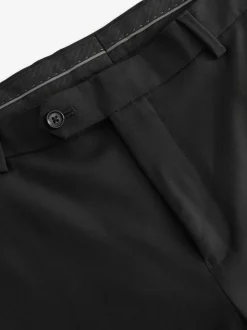 Black Tailored Fit Wool Blend Motionflex Suit Trousers