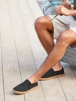 Black Textured Espadrilles