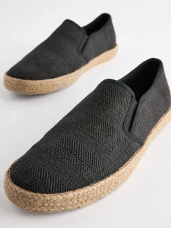 Black Textured Espadrilles