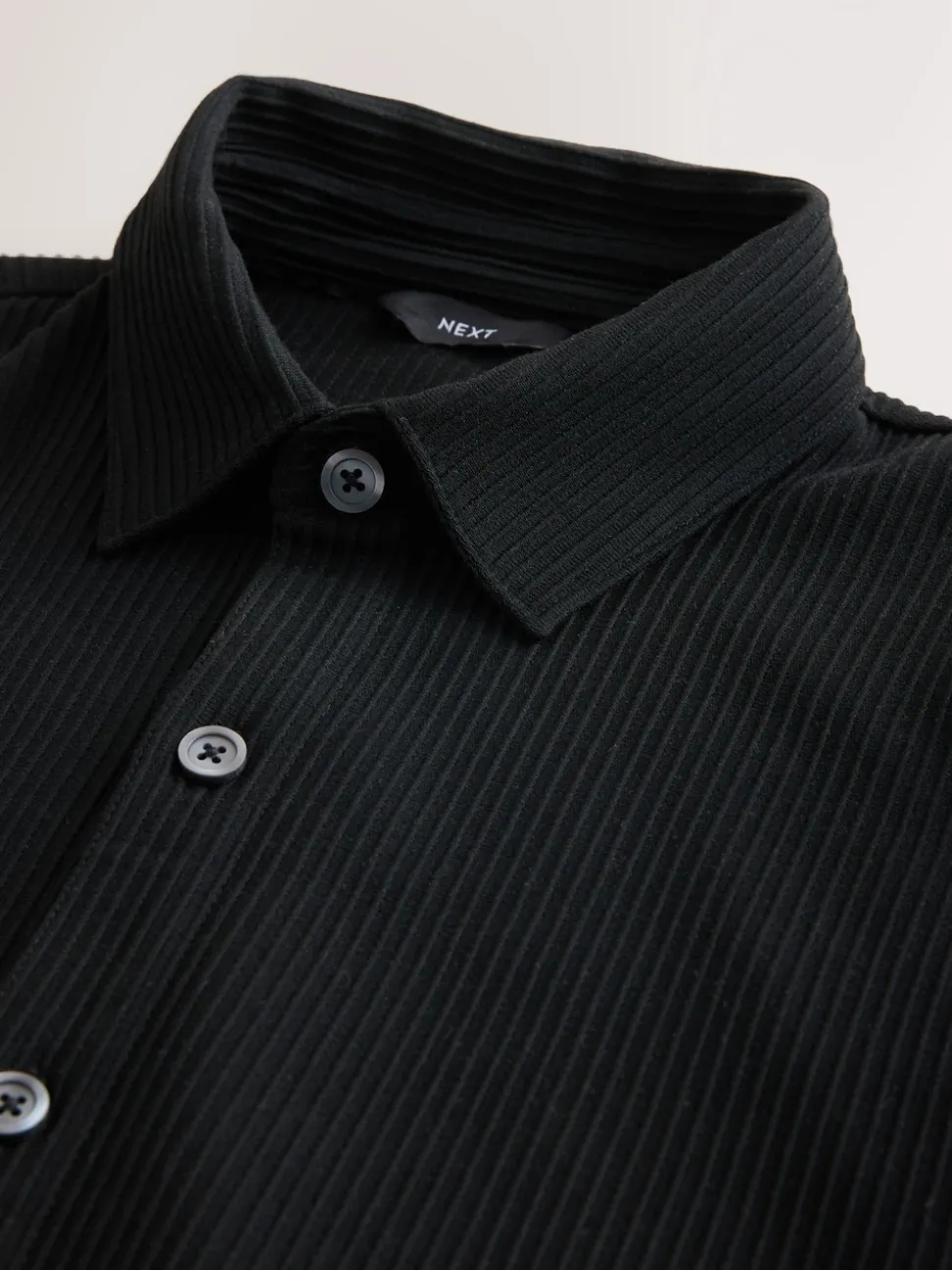 Black Textured Jersey Short Sleeve Shirt