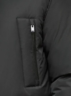 Black Textured Premium Parka Jacket