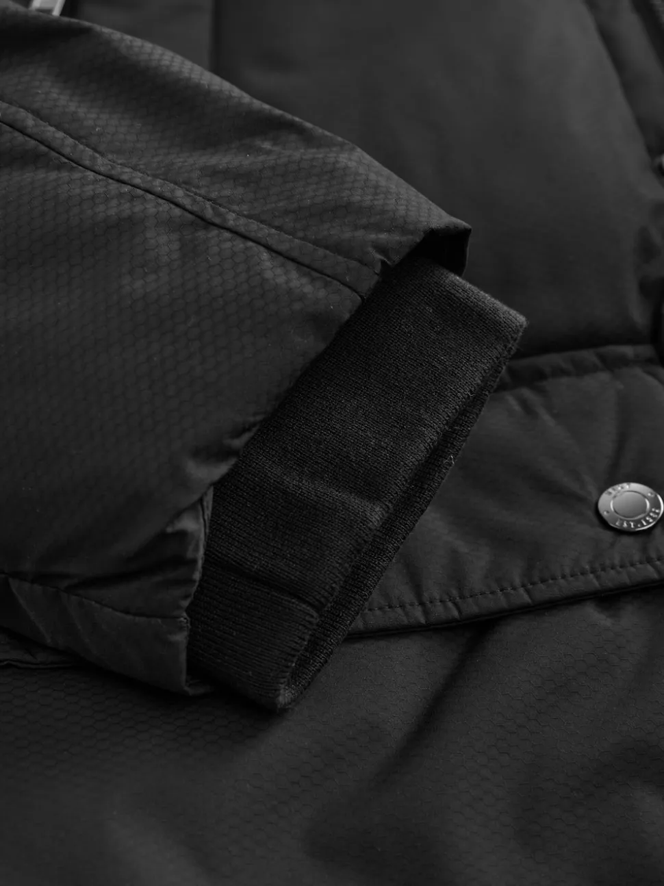 Black Textured Premium Parka Jacket