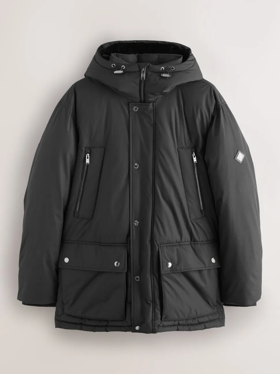 Black Textured Premium Parka Jacket