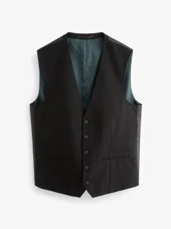 Black Textured Suit Waistcoat