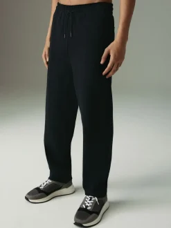 Black Textured Twill Straight Leg Joggers