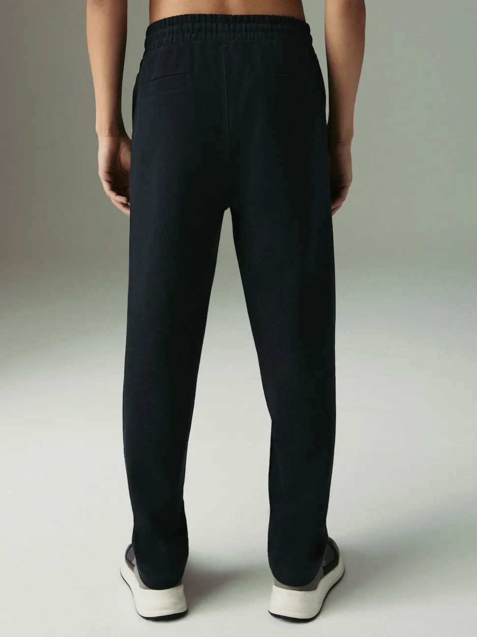 Black Textured Twill Straight Leg Joggers