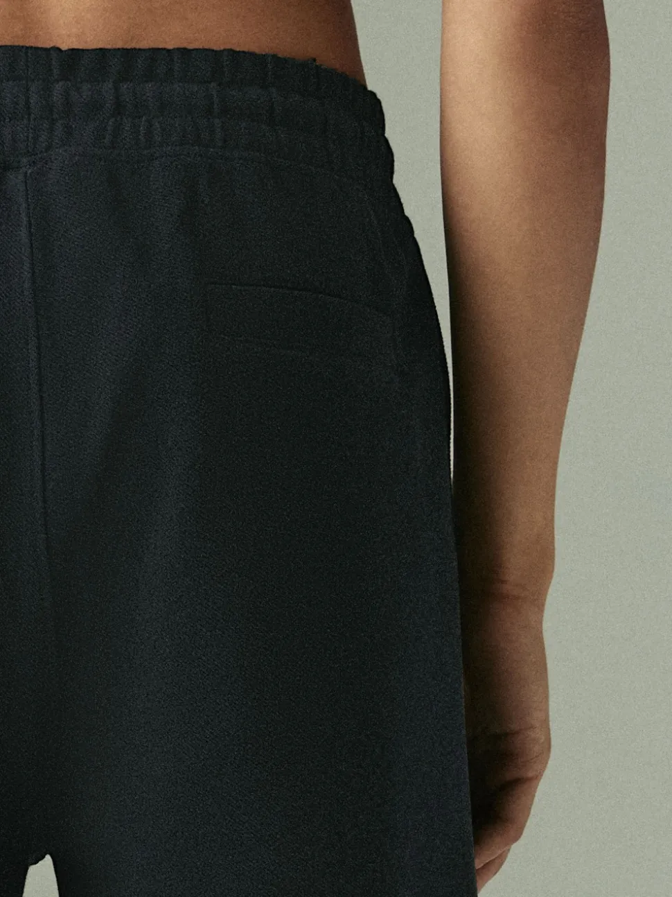 Black Textured Twill Straight Leg Joggers