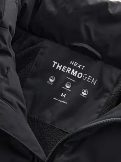 Black ThermoGen Shower Resistant Puffer Jacket
