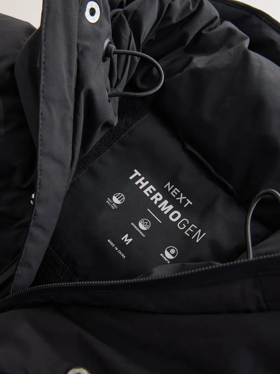 Black ThermoGen Shower Resistant Puffer Jacket