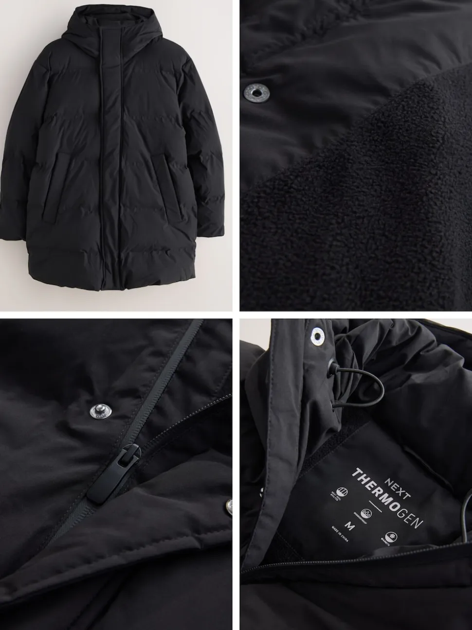 Black ThermoGen Shower Resistant Puffer Jacket
