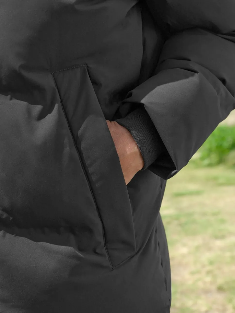 Black ThermoGen Shower Resistant Puffer Jacket