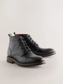 Black Toecap Leather Boots