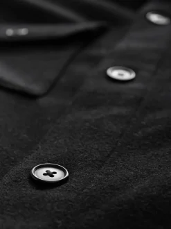 Black Twin Pocket Shacket Overshirt with Wool
