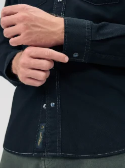Black Twin Pocket Western Style Long Sleeve Shirt