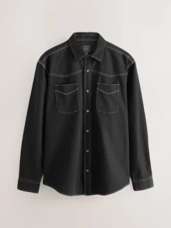 Black Twin Pocket Western Style Long Sleeve Shirt