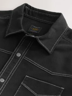 Black Twin Pocket Western Style Long Sleeve Shirt