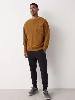 Black Utility Brushback Heavyweight Cargo Joggers