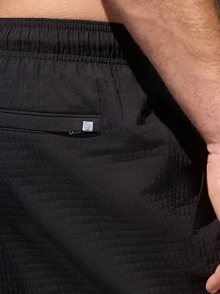 Black Waffle Textured Swim Shorts
