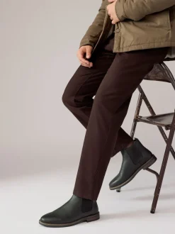Black Waxy Leather Chelsea Boots