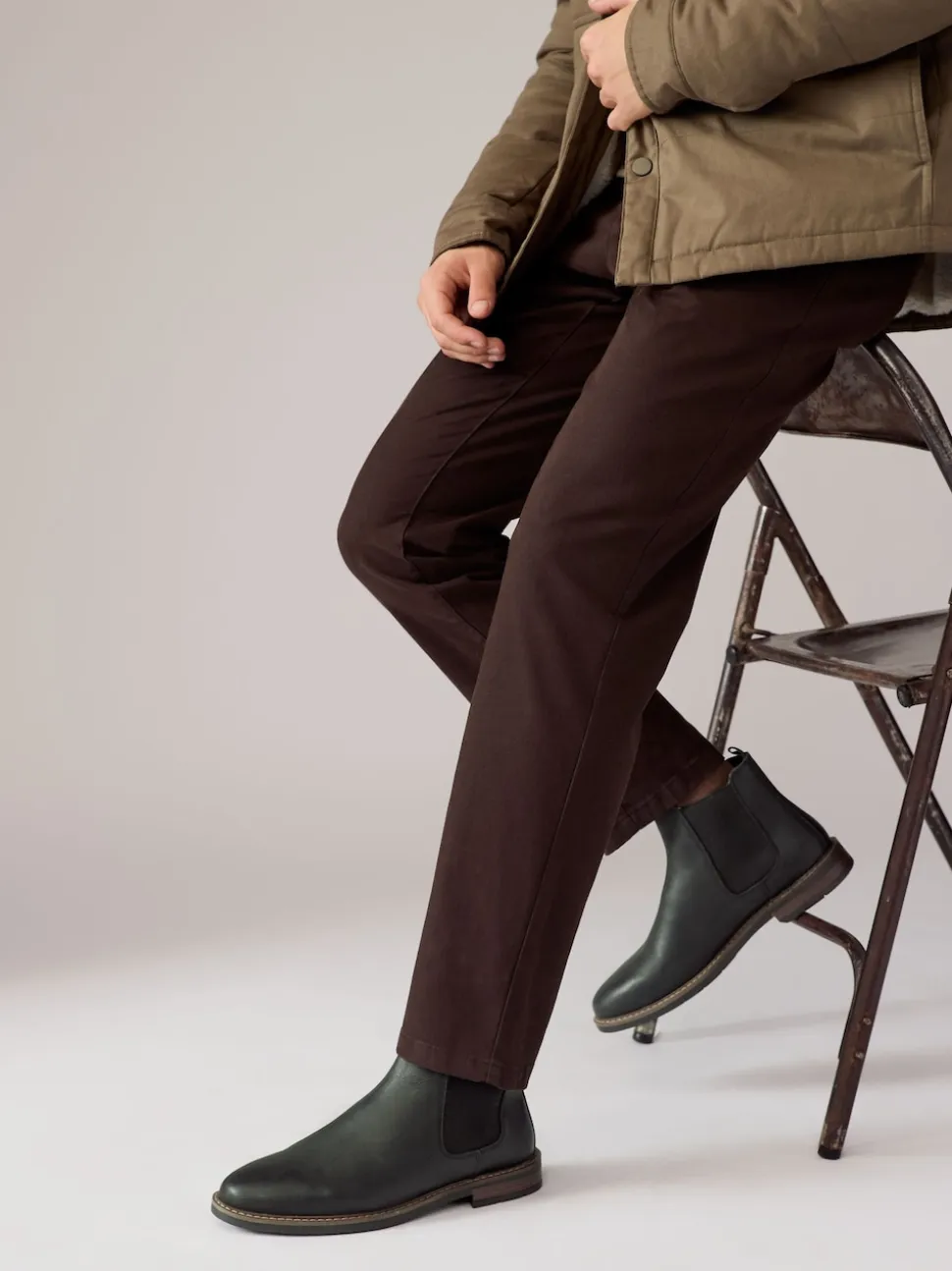 Black Waxy Leather Chelsea Boots