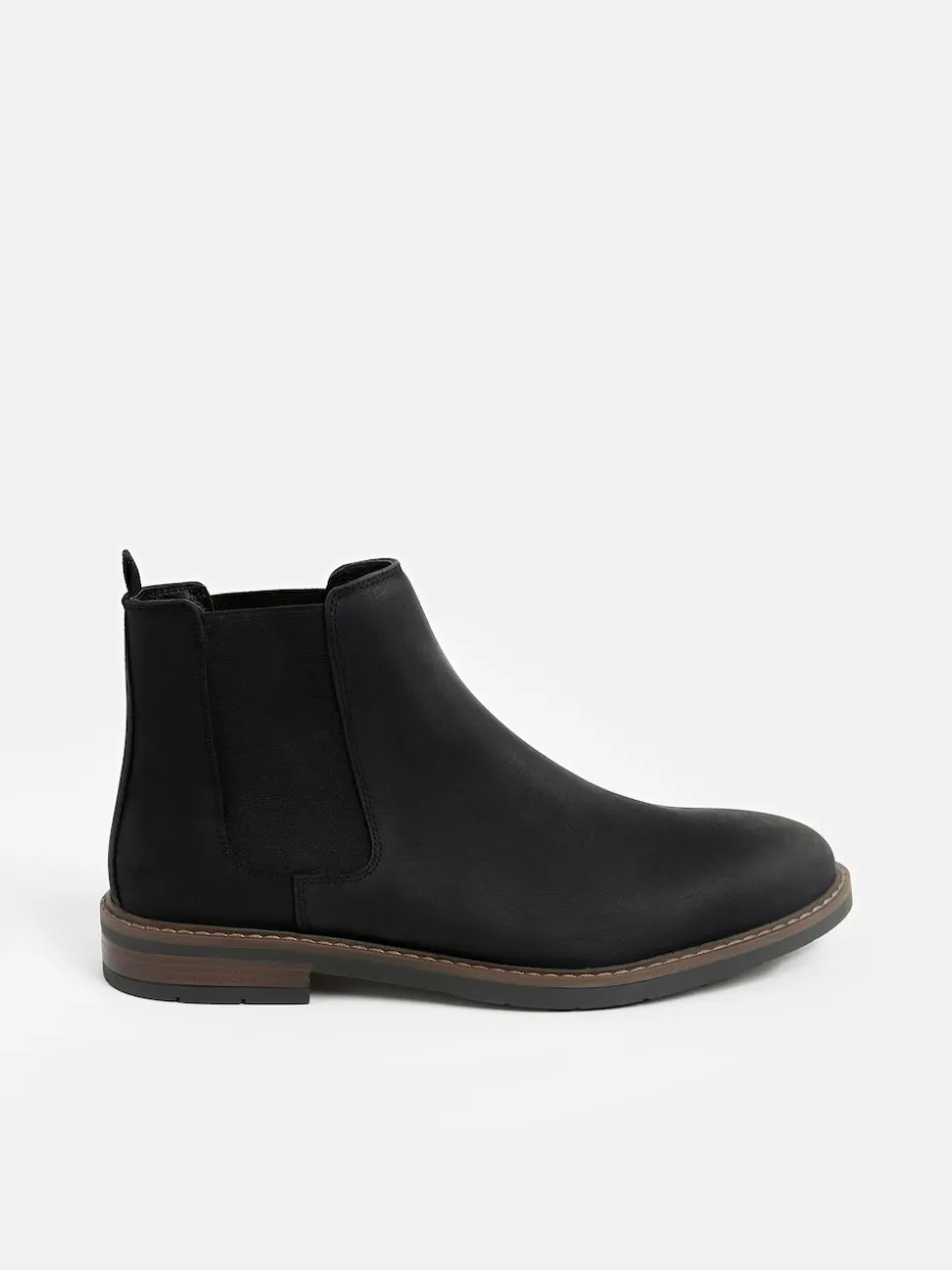 Black Waxy Leather Chelsea Boots