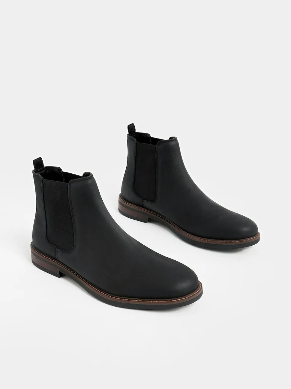 Black Waxy Leather Chelsea Boots