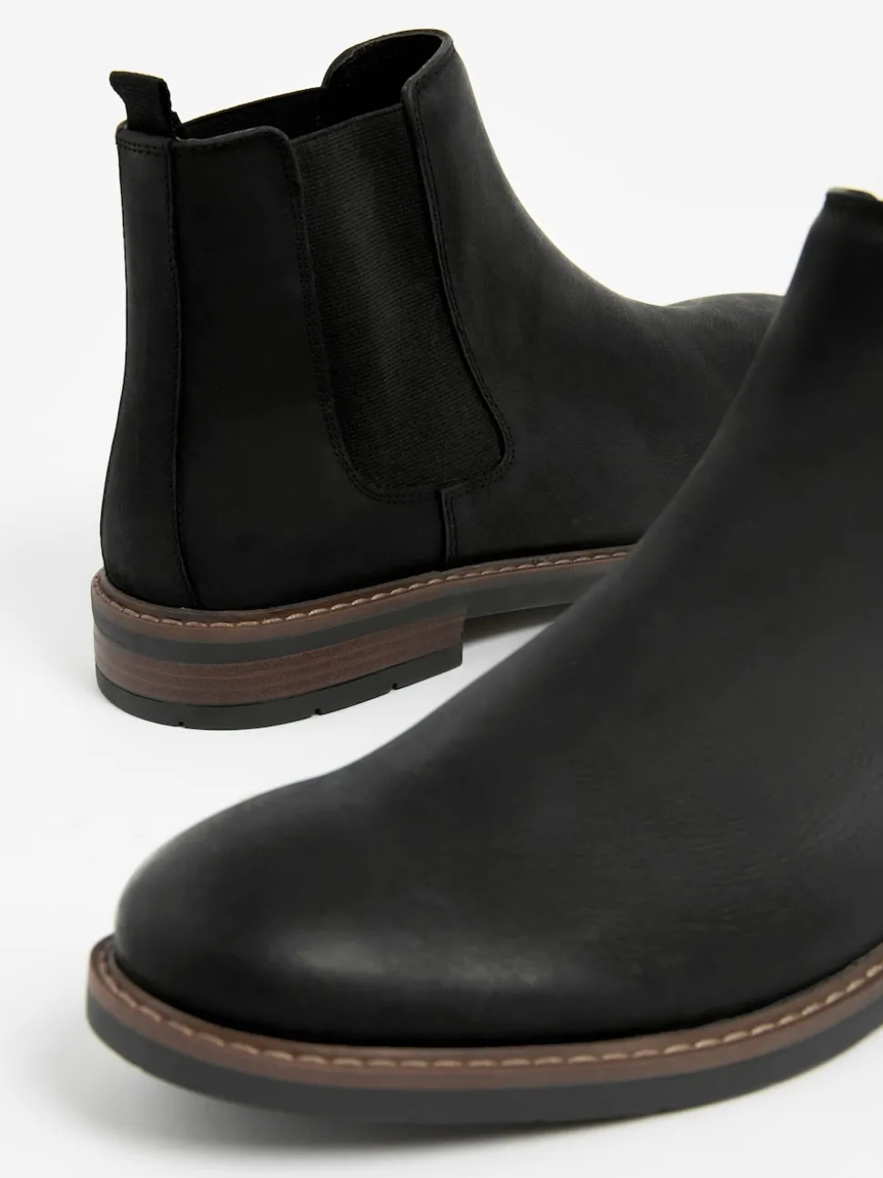 Black Waxy Leather Chelsea Boots