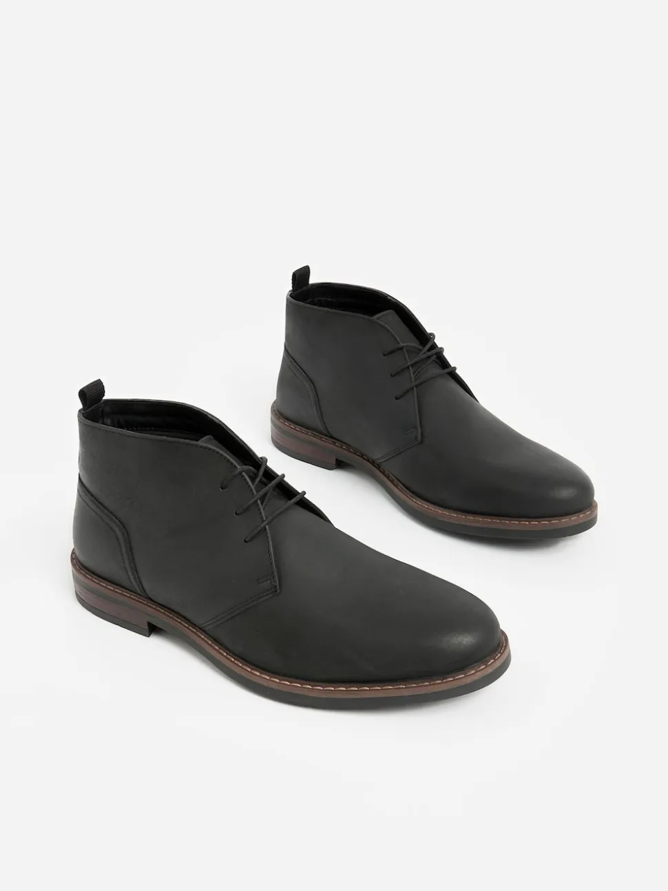 Black Waxy Leather Chukka Boots