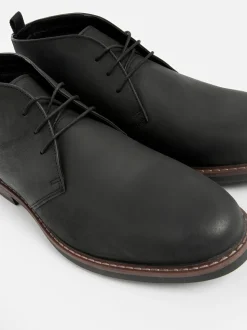 Black Waxy Leather Chukka Boots